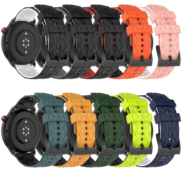 22mm Football Pattern Two-Color Silicone Watch Band, For Samsung Galaxy Watch3 45mm, For Samsung Galaxy Watch 46mm, For Samsung Gear S3 Classic, For Samsung Gear S3 Frontier