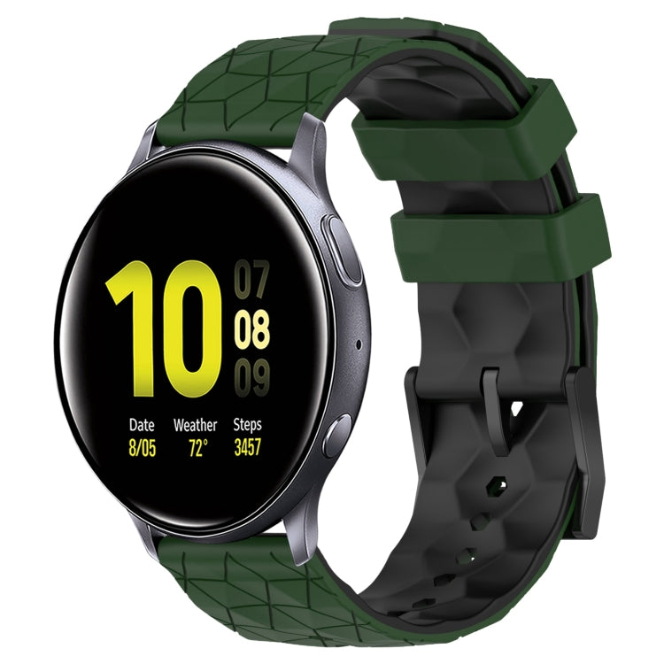 20mm Football Pattern Two-Color Silicone Watch Band, For Samsung Galaxy Watch Active 2 44mm, For Samsung Galaxy Watch 42mm