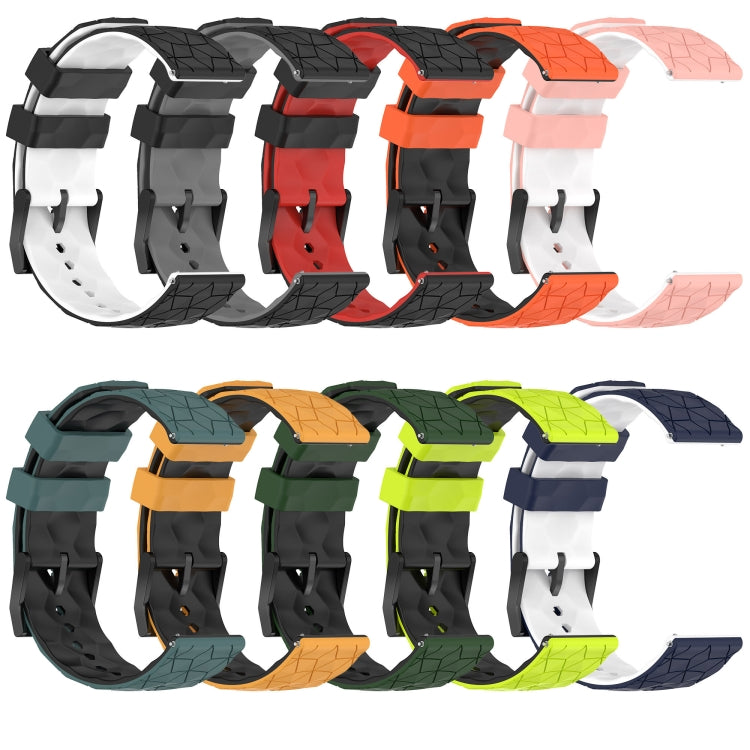 20mm Football Pattern Two-Color Silicone Watch Band, For Samsung Galaxy Watch Active 2 44mm, For Samsung Galaxy Watch 42mm