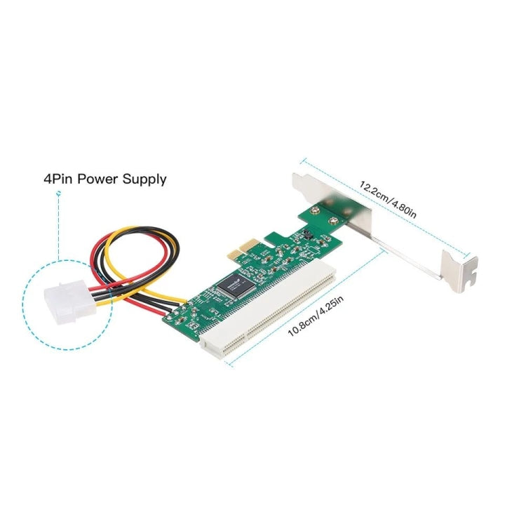 بطاقة محول PCI-E إلى PCI مع مصدر طاقة 4 دبابيس، PCI-E إلى PCI