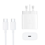 شاحن سريع 45 واط بمنفذ USB-C / Type-C مع كابل Type-C إلى Type-C بقوة 5 أمبير، قابس المملكة المتحدة، قابس المملكة المتحدة + كابل Type-C