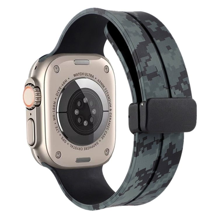 Magnetic Clasp Camouflage Silicone Watch Band, For Apple Watch Ultra 49mm, For Apple Watch Series 8&7 45mm, For Apple Watch Series 8&7 41mm