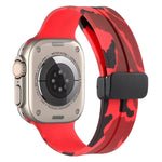 Magnetic Clasp Camouflage Silicone Watch Band, For Apple Watch Ultra 49mm, For Apple Watch Series 8&7 45mm, For Apple Watch Series 8&7 41mm