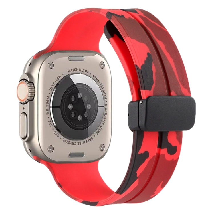 Magnetic Clasp Camouflage Silicone Watch Band, For Apple Watch Ultra 49mm, For Apple Watch Series 8&7 45mm, For Apple Watch Series 8&7 41mm