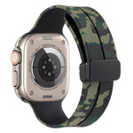 Magnetic Clasp Camouflage Silicone Watch Band, For Apple Watch Ultra 49mm, For Apple Watch Series 8&7 45mm, For Apple Watch Series 8&7 41mm