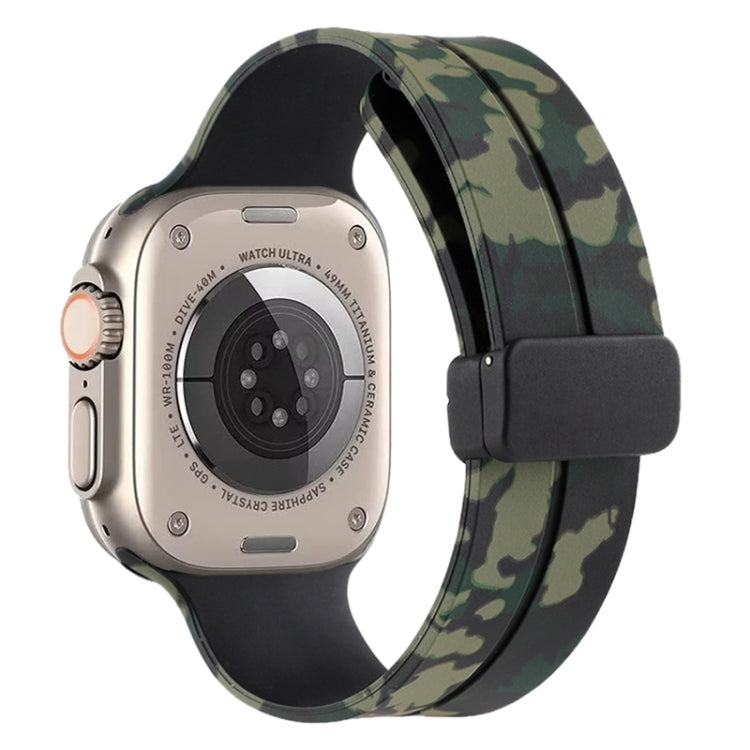 Magnetic Clasp Camouflage Silicone Watch Band, For Apple Watch Ultra 49mm, For Apple Watch Series 8&7 45mm, For Apple Watch Series 8&7 41mm