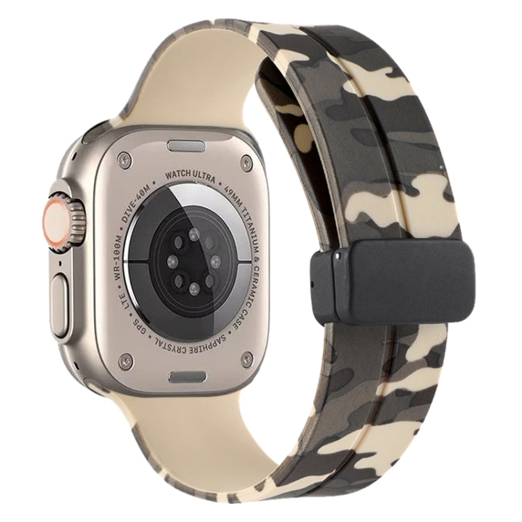 Magnetic Clasp Camouflage Silicone Watch Band, For Apple Watch Ultra 49mm, For Apple Watch Series 8&7 45mm, For Apple Watch Series 8&7 41mm