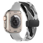 Magnetic Clasp Camouflage Silicone Watch Band, For Apple Watch Ultra 49mm, For Apple Watch Series 8&7 45mm, For Apple Watch Series 8&7 41mm