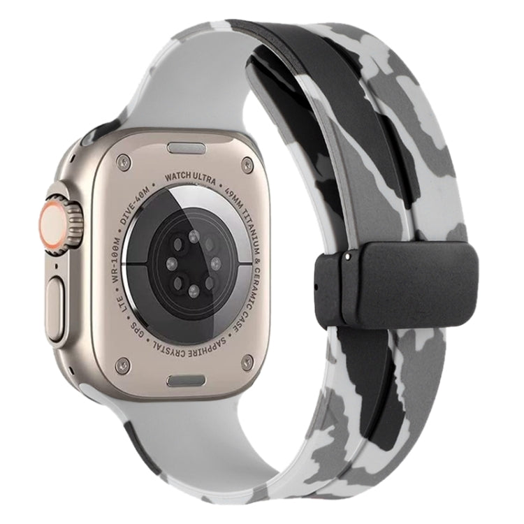 Magnetic Clasp Camouflage Silicone Watch Band, For Apple Watch Ultra 49mm, For Apple Watch Series 8&7 45mm, For Apple Watch Series 8&7 41mm