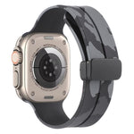 Magnetic Clasp Camouflage Silicone Watch Band, For Apple Watch Ultra 49mm, For Apple Watch Series 8&7 45mm, For Apple Watch Series 8&7 41mm