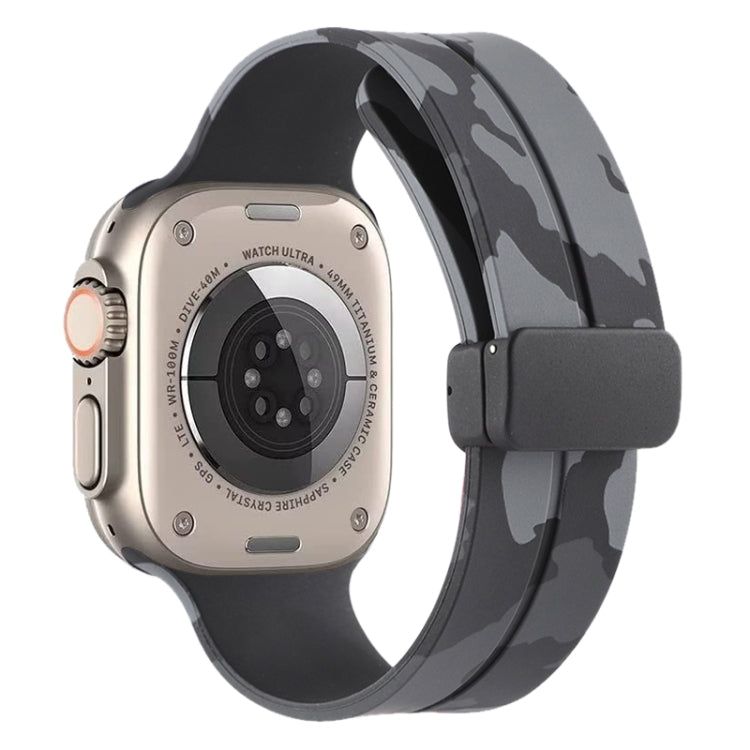 Magnetic Clasp Camouflage Silicone Watch Band, For Apple Watch Ultra 49mm, For Apple Watch Series 8&7 45mm, For Apple Watch Series 8&7 41mm