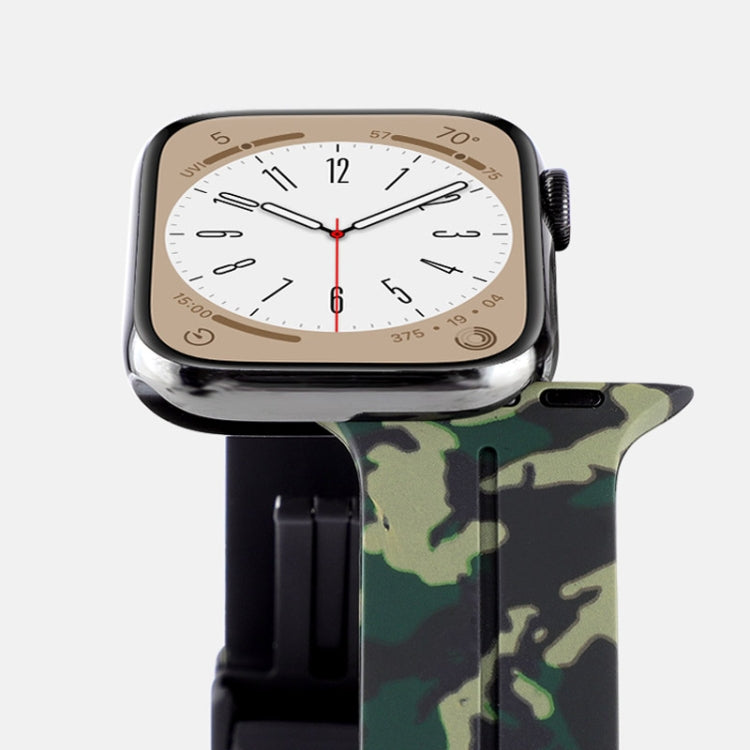Magnetic Clasp Camouflage Silicone Watch Band, For Apple Watch Ultra 49mm, For Apple Watch Series 8&7 45mm, For Apple Watch Series 8&7 41mm