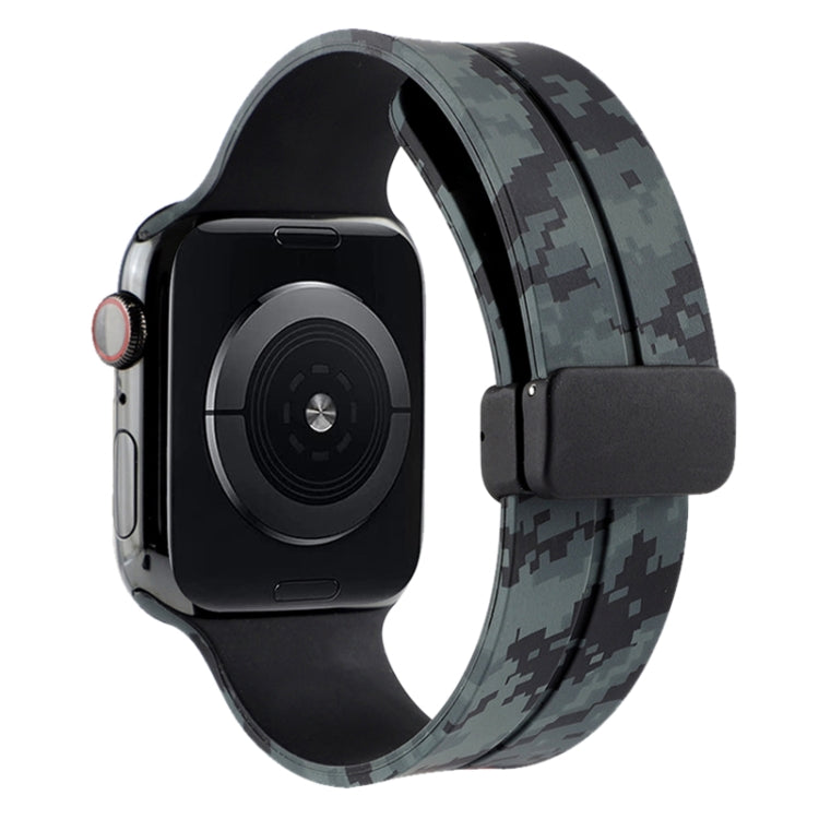 Magnetic Clasp Camouflage Silicone Watch Band, For Apple Watch Ultra 49mm, For Apple Watch Series 8&7 45mm, For Apple Watch Series 8&7 41mm