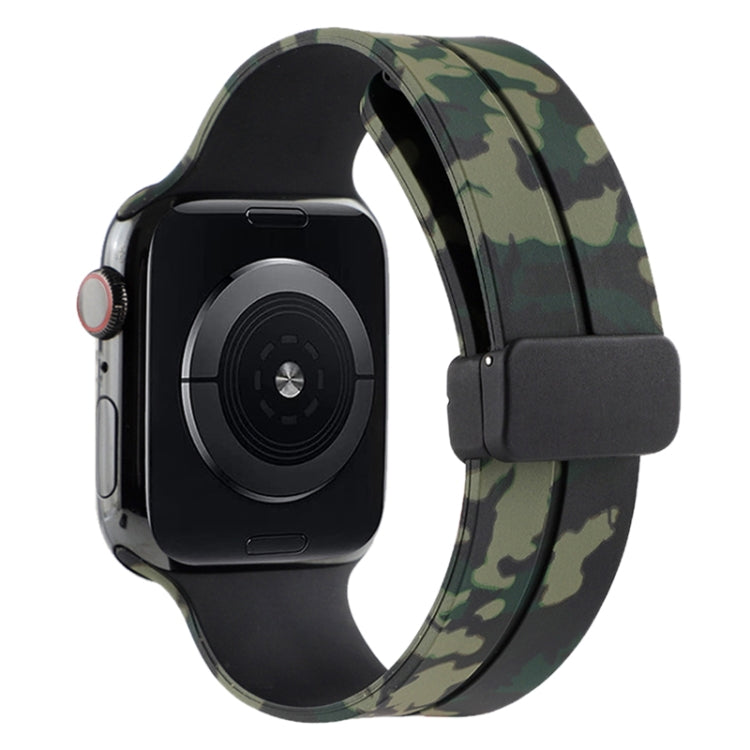 Magnetic Clasp Camouflage Silicone Watch Band, For Apple Watch Ultra 49mm, For Apple Watch Series 8&7 45mm, For Apple Watch Series 8&7 41mm