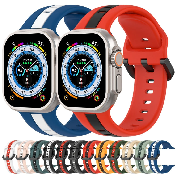 Two-Color Loop Buckle Silicone Watch Band, For Apple Watch Ultra 49mm, For Apple Watch Series 8&7 45mm, For Apple Watch Series 8&7 41mm