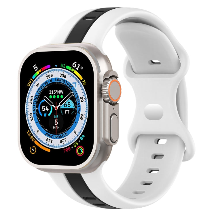 Butterfly Buckle Two-Color Silicone Watch Band, For Apple Watch Ultra 49mm, For Apple Watch Series 8&7 45mm, For Apple Watch Series 8&7 41mm