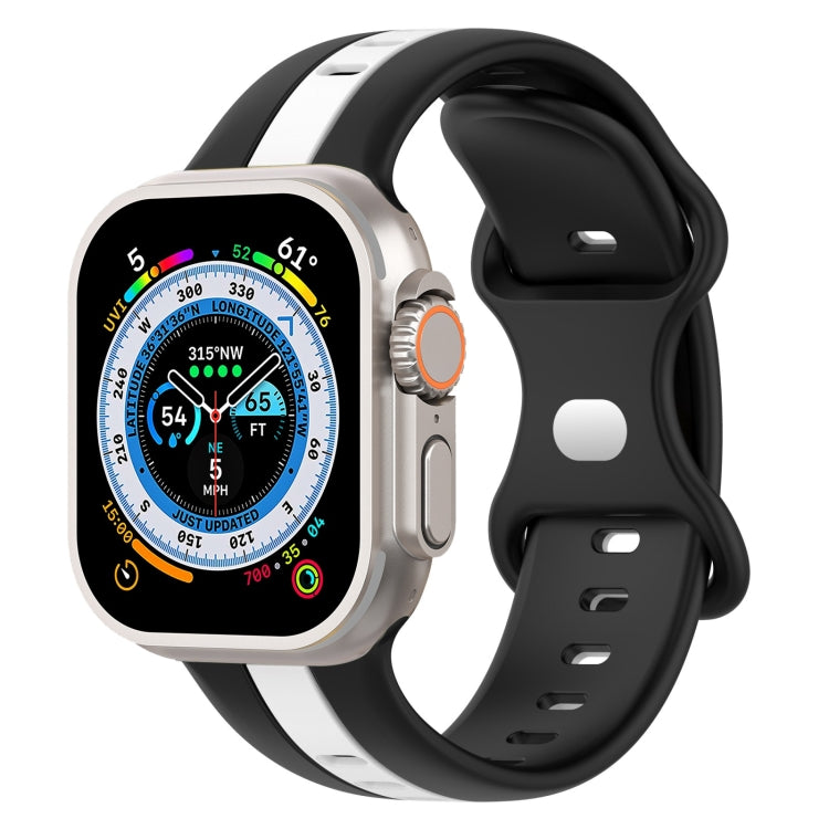 Butterfly Buckle Two-Color Silicone Watch Band, For Apple Watch Ultra 49mm, For Apple Watch Series 8&7 45mm, For Apple Watch Series 8&7 41mm