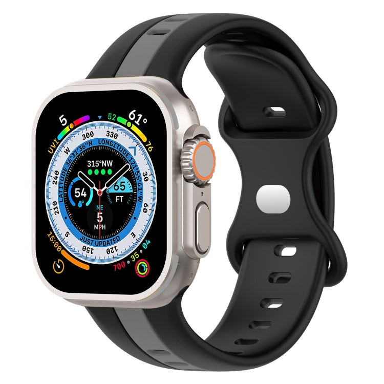 Butterfly Buckle Two-Color Silicone Watch Band, For Apple Watch Ultra 49mm, For Apple Watch Series 8&7 45mm, For Apple Watch Series 8&7 41mm