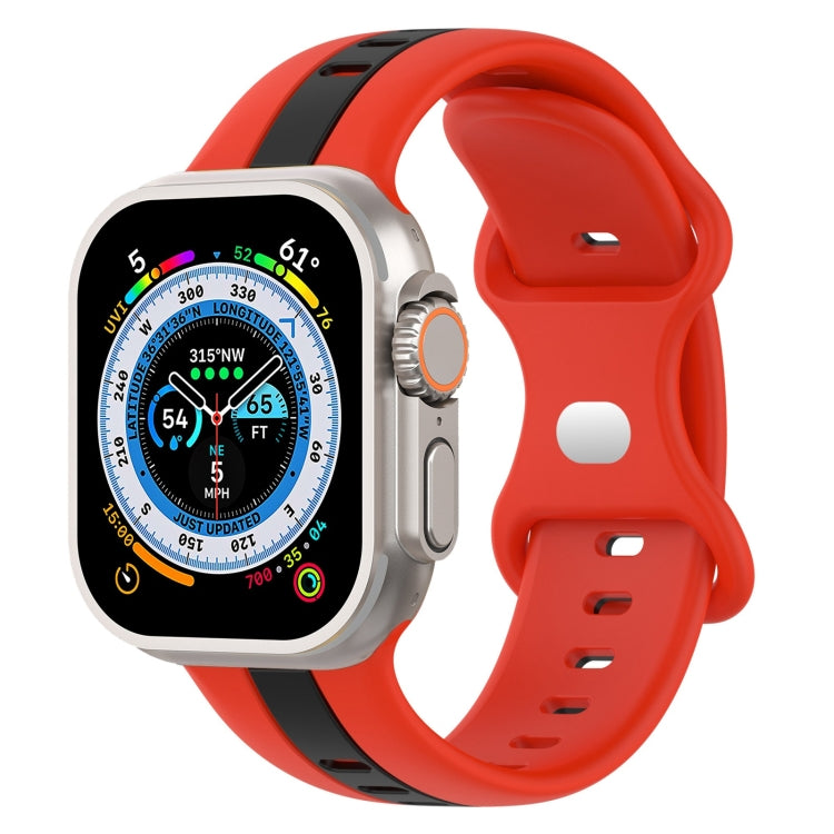 Butterfly Buckle Two-Color Silicone Watch Band, For Apple Watch Ultra 49mm, For Apple Watch Series 8&7 45mm, For Apple Watch Series 8&7 41mm