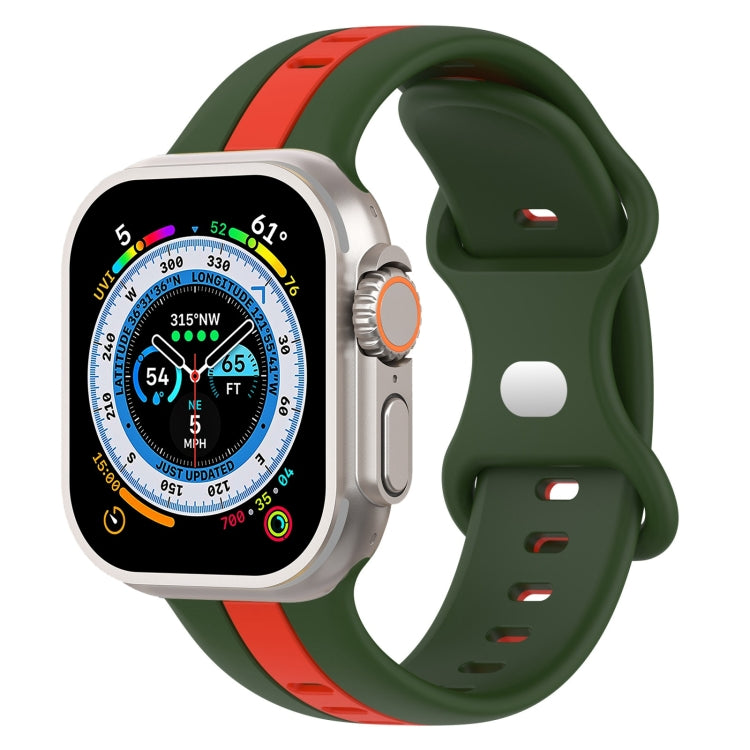 Butterfly Buckle Two-Color Silicone Watch Band, For Apple Watch Ultra 49mm, For Apple Watch Series 8&7 45mm, For Apple Watch Series 8&7 41mm