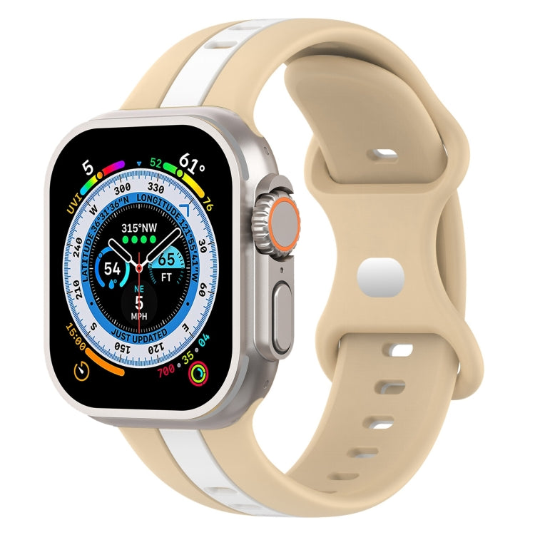 Butterfly Buckle Two-Color Silicone Watch Band, For Apple Watch Ultra 49mm, For Apple Watch Series 8&7 45mm, For Apple Watch Series 8&7 41mm