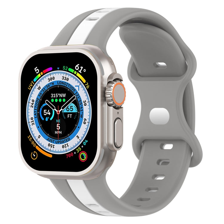 Butterfly Buckle Two-Color Silicone Watch Band, For Apple Watch Ultra 49mm, For Apple Watch Series 8&7 45mm, For Apple Watch Series 8&7 41mm