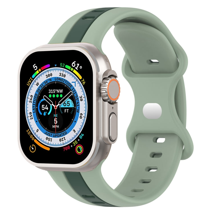 Butterfly Buckle Two-Color Silicone Watch Band, For Apple Watch Ultra 49mm, For Apple Watch Series 8&7 45mm, For Apple Watch Series 8&7 41mm