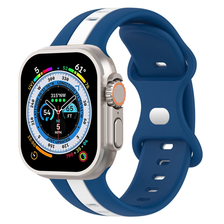 Butterfly Buckle Two-Color Silicone Watch Band, For Apple Watch Ultra 49mm, For Apple Watch Series 8&7 45mm, For Apple Watch Series 8&7 41mm