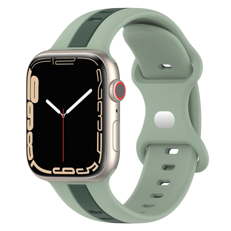 Butterfly Buckle Two-Color Silicone Watch Band, For Apple Watch Ultra 49mm, For Apple Watch Series 8&7 45mm, For Apple Watch Series 8&7 41mm