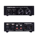 2 In and 2 Out Switcher Volume Controller, RCA signal switches to XLR balanced signal and no need for power supply. It provides RCA and XLR interfaces, independent L/R channel volume adjustment, which is suitable for devices with volume adjustment need