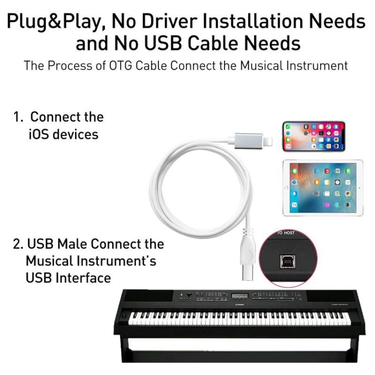 كابل MIDI بطول 1 متر من 8 بن إلى USB-B لأجهزة iPad / iPhone، 8 بن
