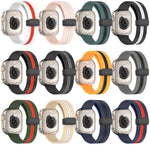 Magnetic Clasp Two-Color Silicone Watch Band, For Apple Watch Ultra 49mm, For Apple Watch Series 8&7 45mm, For Apple Watch Series 8&7 41mm