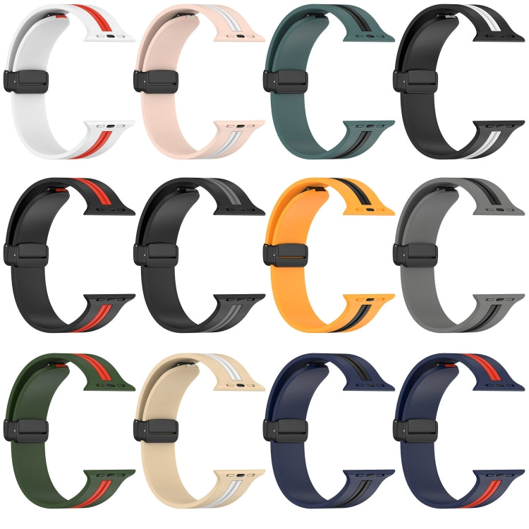 Magnetic Clasp Two-Color Silicone Watch Band, For Apple Watch Ultra 49mm, For Apple Watch Series 8&7 45mm, For Apple Watch Series 8&7 41mm