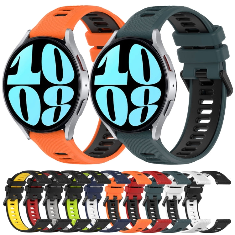 20mm Sports Two-Color Silicone Watch Band, For Samsung Galaxy Watch 6 40mm, For Samsung Galaxy Watch 6 Classic 43mm