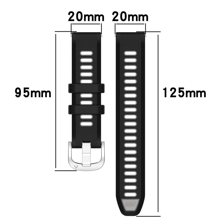 20mm Sports Two-Color Steel Buckle Silicone Watch Band, For Samsung Galaxy Watch 6 40mm, For Samsung Galaxy Watch 6 Classic 43mm