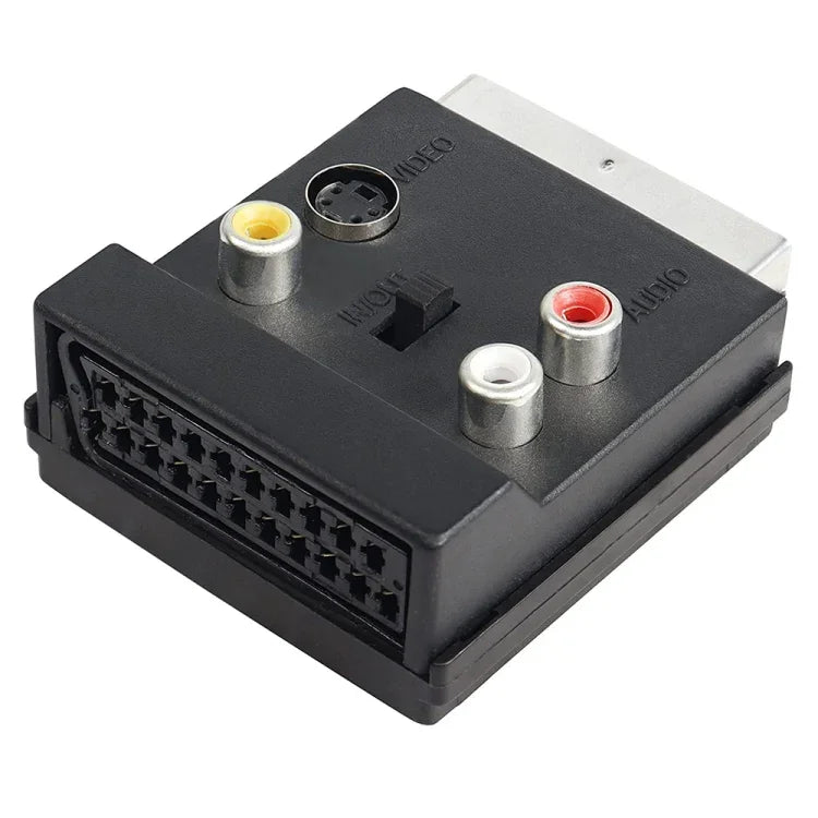 JUNSUNMAY Adaptateur Péritel 21 Broches Mâle vers Femelle S-Vidéo 3 RCA Commutable Entrée Sortie Convertisseur Audio