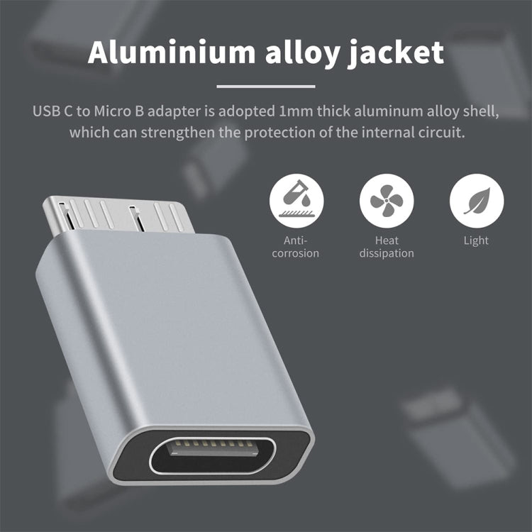 محول JUNSUNMAY USB-C / Type-C أنثى إلى ذكر USB 3.0 Micro B، قطعة واحدة، قطعتان