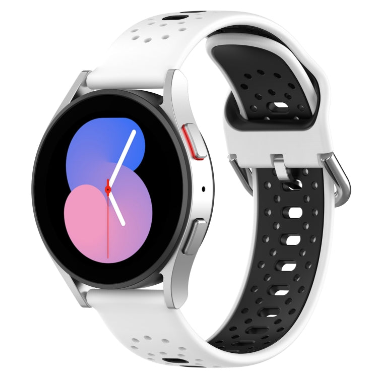 20mm Breathable Two-Color Silicone Watch Band, For Samsung Galaxy Watch 5 Pro 45mm, For Samsung Galaxy Watch 4 44mm, For Samsung Galaxy Watch 4 40mm