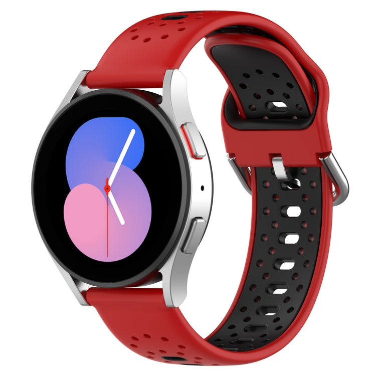 20mm Breathable Two-Color Silicone Watch Band, For Samsung  Galaxy Watch 4 Classic 42mm, For Samsung  Galaxy Watch 4 Classic 46mm, For Samsung Galaxy Watch Active 2 40mm