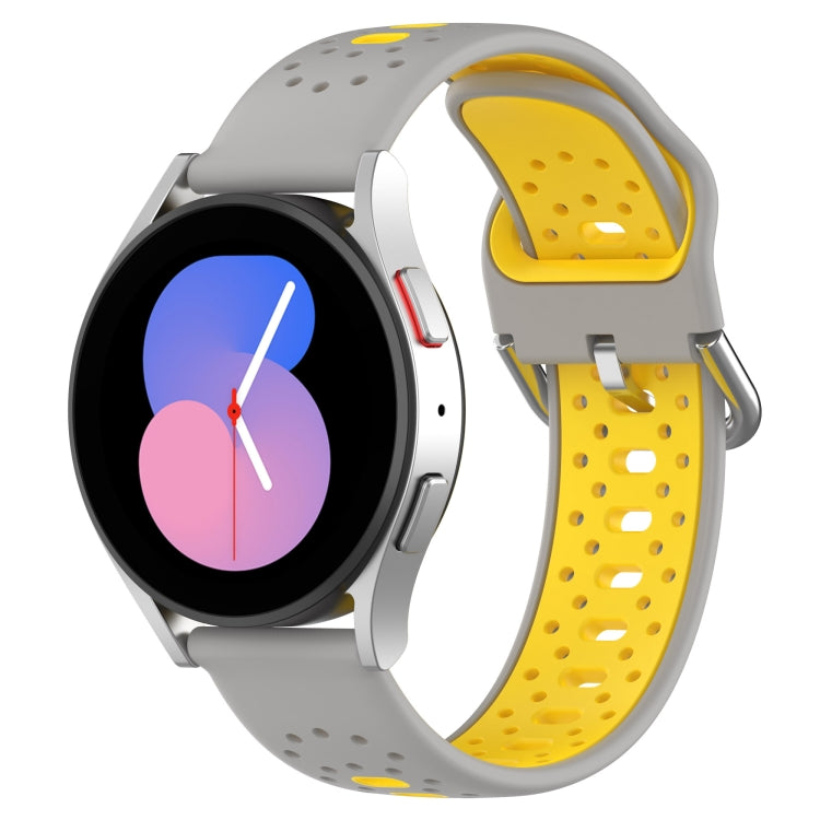 20mm Breathable Two-Color Silicone Watch Band, For Samsung  Galaxy Watch 4 Classic 42mm, For Samsung  Galaxy Watch 4 Classic 46mm, For Samsung Galaxy Watch Active 2 40mm