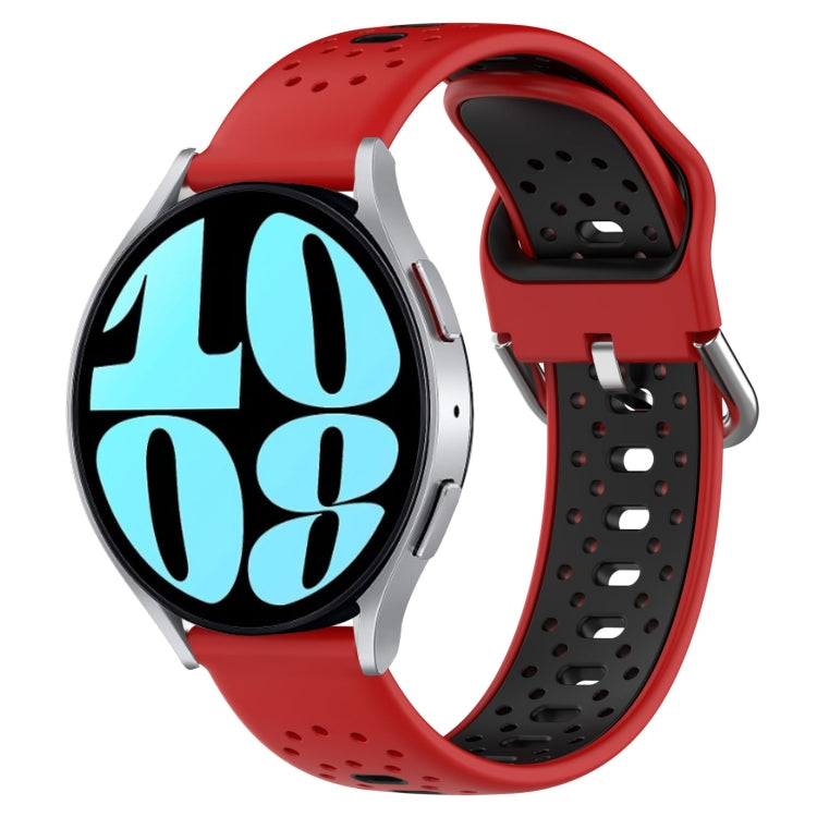 20mm Breathable Two-Color Silicone Watch Band, For Samsung Galaxy Watch Active 2 44mm, For Samsung Galaxy Watch 42mm, For Samsung Galaxy Watch 6 44mm