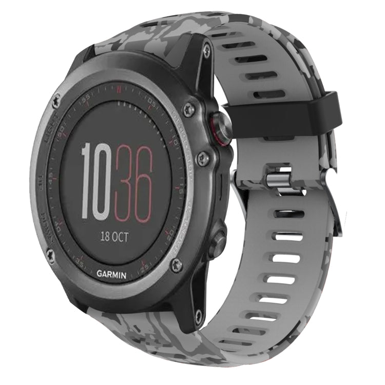 26mm Camouflage Printed Silicone Watch Band, For Garmin Enduro, For Garmin Fenix 6X, For Garmin Fenix 6X Pro, For Garmin Fenix 6X Sapphire, For Garmin Fenix 5X Sapphire, For Garmin Fenix 5X Plus, For Garmin Fenix 3, For Garmin Fenix 3 HR