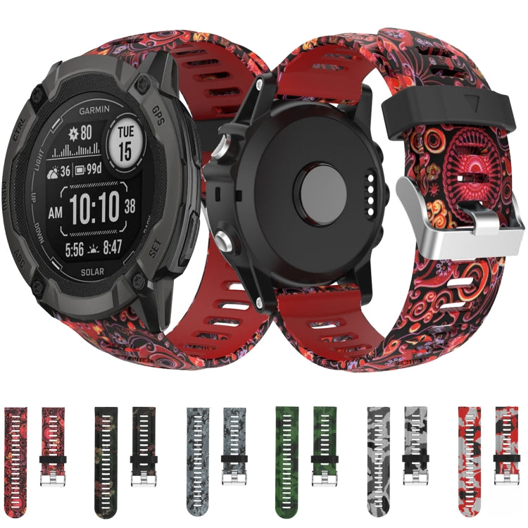 26mm Camouflage Printed Silicone Watch Band, For Garmin Enduro, For Garmin Fenix 6X, For Garmin Fenix 6X Pro, For Garmin Fenix 6X Sapphire, For Garmin Fenix 5X Sapphire, For Garmin Fenix 5X Plus, For Garmin Fenix 3, For Garmin Fenix 3 HR