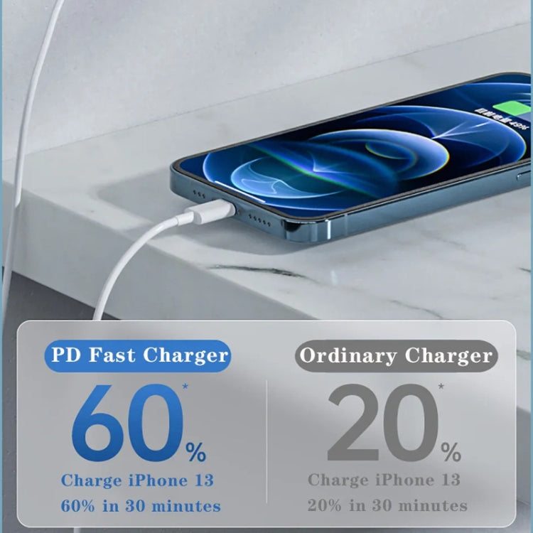 شاحن مزدوج 35 واط PD3.0 USB-C / Type-C مع كابل بيانات Type-C إلى 8 سنون، قابس الولايات المتحدة، قابس الولايات المتحدة + كابل 8 سنون بطول 1 متر، قابس الولايات المتحدة + كابل 8 سنون بطول 2 متر