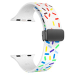 Rainbow Dots Silicone Magnetic Black Buckle Watch Band, For Apple Watch 38mm