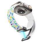 Rainbow Dots Silicone Magnetic Black Buckle Watch Band, For Apple Watch 38mm