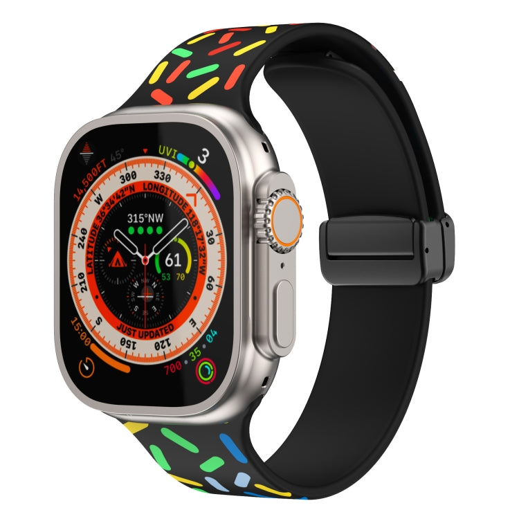 Rainbow Dots Silicone Magnetic Black Buckle Watch Band, For Apple Watch 38mm
