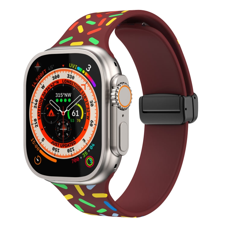 Rainbow Dots Silicone Magnetic Black Buckle Watch Band, For Apple Watch 38mm