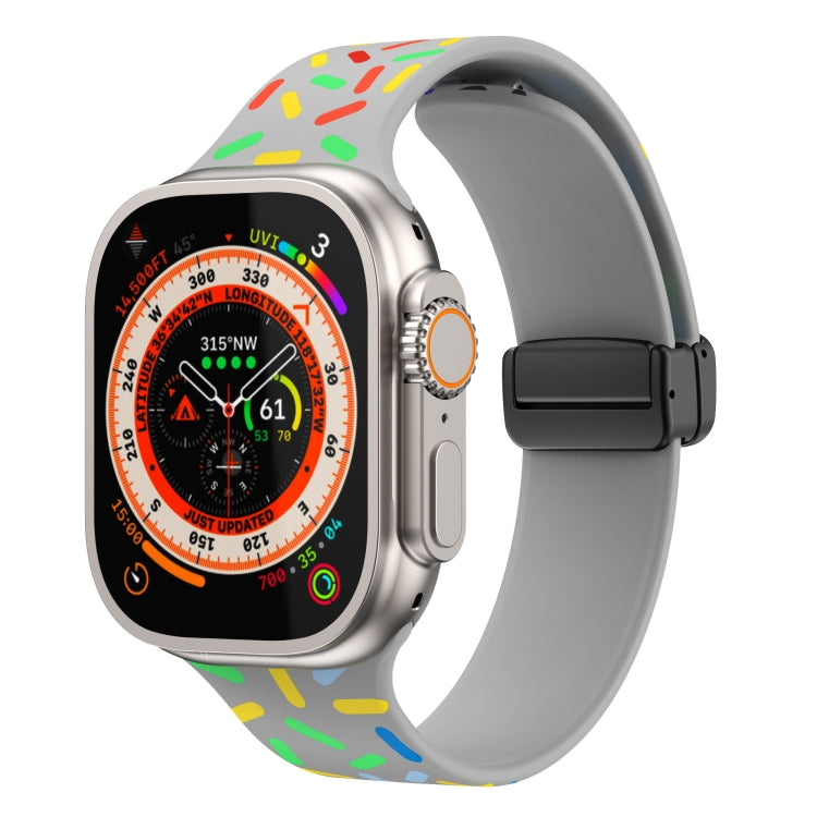 Rainbow Dots Silicone Magnetic Black Buckle Watch Band, For Apple Watch 38mm