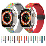 Rainbow Dots Silicone Magnetic Black Buckle Watch Band, For Apple Watch 38mm